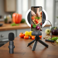 Петличний мікрофон бездротовий K8 з адаптером Lightning-Type-C Чорний