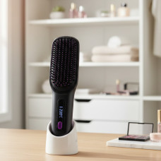 Акумуляторна бездротова щітка-випрямляч для волосся Glamora S7 Black/White LED-дисплей