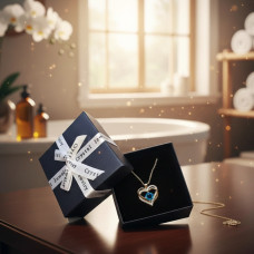 Жіноче намисто з кулоном серце Heart Love блакитний цирконій золотое