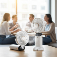 Складаний портативний вентилятор з LED-дисплеєм і підставкою для телефона на акумуляторі