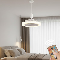 Підвісна світлодіодна лампа з вентилятором і пультом керування, 3 режими швидкості та освітлення, 20.5 Вт біла