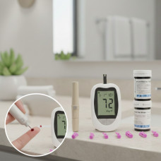 Пристрій для контролю цукру з пам'яттю на 180 результатів, комплект тест-смужок і ланцетів