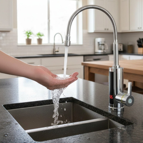 Проточний водонагрівач RX-011-1 кран з LCD-дисплеєм хром пластик