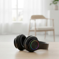 Бездротові навушники B39 з підсвіткою RGB Bluetooth з мікрофоном гарнітура Black/White