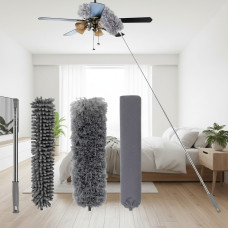 Телескопічна щітка з 3 насадками та висувною штангою до 2.8 метра для прибирання пилу