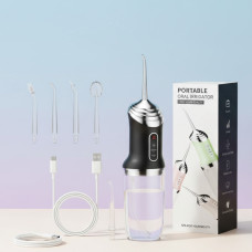 Іригатор A12 для порожнини рота 5 насадок 300 мл Чорний Білий