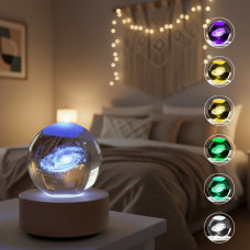 Світильник 3D кришталева куля нічник від USB, Сонячна система