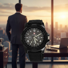 Наручний годинник Армійський Swiss Army Watch кварцовий Black