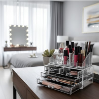 Органайзер для косметики 4 ящики акриловий прозорий дворівневий Cosmetic storage box