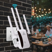 Роутер Wi-Fi підсилювач сигналу repeater 2.4G 5G 1200Mbps з розетковою вилкою Білий