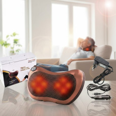 Масажна роликова подушка з підігрівом для спини та шиї Massage Pillow GHM 8028