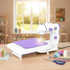 Портативна домашня швейна машинка Sewing SM202A з дошкою і педаллю, живлення від мережі або батарейок (4x A