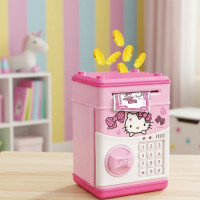 Дитячий іграшковий сейф-копилка Hello Kitty з кодовим замком рожевий