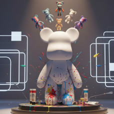 Набір для творчості 23 см флюїдний Креативний ведмедик DIY creative fluid bear з набором фарб