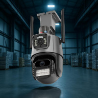 Бездротова Wi-Fi камера вулична поворотна PTZ P11 ICSEE 3mp+3mp IP66 водонепроникне нічне бачення