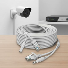 Готовий комбінований кабель RJ45 + DC для відеоспостереження, 10 м, мідний, LAN + живлення