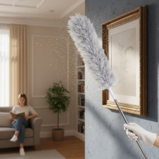 Телескопічна щітка для прибирання з мікрофіброю і висувною ручкою 280 см, насадка для видалення пилу та павутини