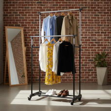 Подвійна стійка, телескопічний вішак для одягу підлоговий Double Pole Clothers Horse