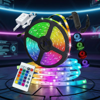 Світлодіодна стрічка 2 м різнобарвна RGB 5050 самоклейна з пультом керування для фонової підсвітки