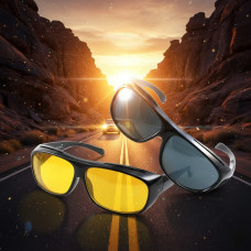 Комплект Антивідблискові окуляри HD Vision WrapArounds Day & Night 2в1 нічні та денні