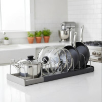 Підставка для посуду  Органайзер для кришок Розширюваний тримач для зберігання з неіржавкої сталі DISH RACK