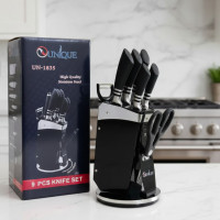 Набір ножів 9в1 UNIQUE UN-1835 9 предметів на підставці Чорний