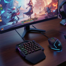 Ігрова клавіатура і мишка 198I G506, дротовий набір міні клавіатура і миша Black