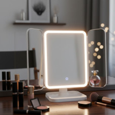 Косметичне настільне потрійне LED дзеркало акумуляторне XW 810 з 3 режимами підсвітки сенсорне