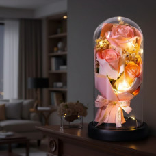 Букет із мила 3 троянди в колбі з LED-підсвіткою KR-04 декоративний подарунок