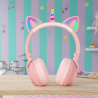 Бездротові навушники дитячі STN-27 Cat LED Єдиноріг і котячі вушка