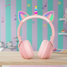 Бездротові навушники дитячі STN-27 Cat LED Єдиноріг і котячі вушка