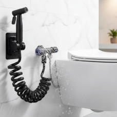 Компактний розпилювач для біде AND AA22-3 з міцної неіржавкої сталі Чорний