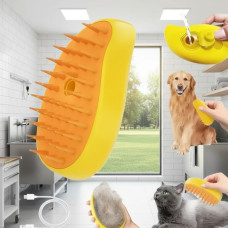 Масажна щітка для вичісування шерсті кішок і собак парова, з USB зарядкою 3 в 1