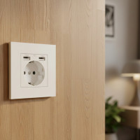 Розетка Coswall із заземленням і 2 USB гнізда пластикова Біла