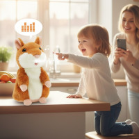 Звертальний хом'як-повторюшка Woody Time Brown, М'яка іграшка повторює слова