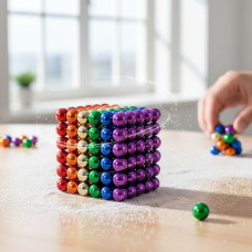Магнітний кубик, 216 кульок, діаметр 5 мм, райдужний куб