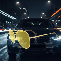 Жовті окуляри для водіїв нічного бачення Night View Glasses антивідблискові окуляри для водіння