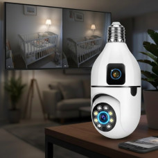 Wi-Fi камера подвійна E27 Sq02 з нічним баченням, датчиком руху та двостороннім зв'язком