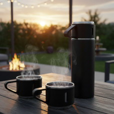 Термос Vacuum Bottle 500 мл із 3 чашками, вакуумна ізоляція, неіржавка сталь, у подарунковій упаковці