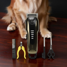 Професійна машинка для стриження хатніх тварин Geemy GM-6063 набір із 4 насадками, ножицями та пилочкою