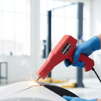 Гарячий степлер для ремонту пластику та бамперів із паяльником, комплект 200 скоб, 220 В