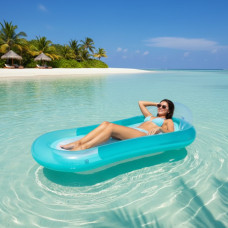 Надувний матрац шезлонг, водний гамак, шезлонг для басейну 160х90 синій