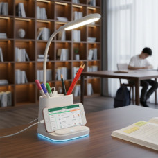 Розумна настільна LED-лампа 3в1 і органайзером, 1 Вт/Гнучкий сенсорний світильник від акумулятора