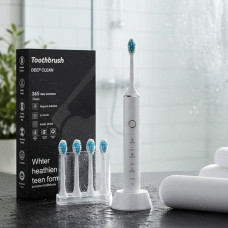 Звукова електрична зубна щітка з 6 режимами, м'яка щетина DuPont, 4 насадки, дорожній кейс