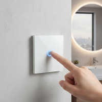 Розумний сенсорний вимикач світла 1 канал, без нейтралі, скло з LED-індикацією білий