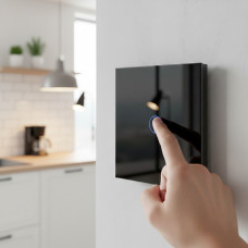 Розумний сенсорний вимикач світла 1 канал, без нейтралі, скло з LED-індикацією