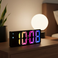 Цифровий LED настільний годинник із дзеркальним дисплеєм, будильником і термометром