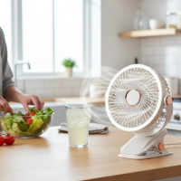 Акумуляторний вентилятор з LED-підсвіткою VHG F03 настільний і портативний, 3 швидкості, 720° обертання