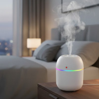 Ультразвуковий зволожувач повітря з LED-підсвіткою 2 Вт 220 мл Білий