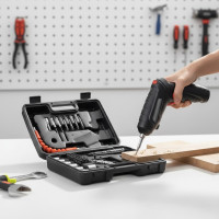 Акумуляторний шурупокрут у валізі з насадками, електрична викрутка-трансформер із набором інструменто